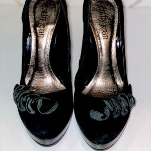 Cathy Jean Faux Suede with Ruffle Closed Toe Pump.